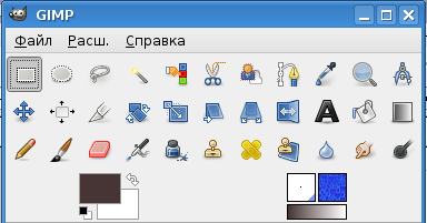 Панель инструментов в главном окне GIMP