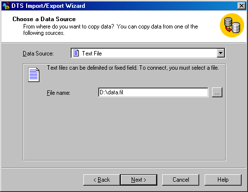 Окно Choose а Data Source (Выберите источник данных)