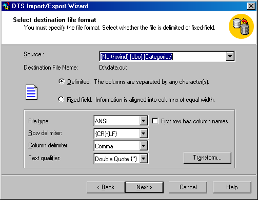  Окно Select destination file format