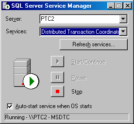 Использование SQL Server Service Manager для запуска MS DTC