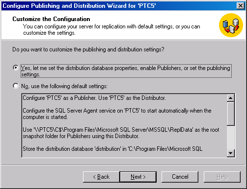 Окно Customize the Configuration (Настройка конфигурации)