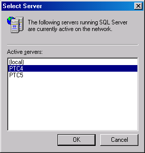 Диалоговое окно Select Server (Выбор сервера)