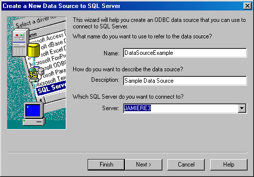  Диалоговое окно Create a New Data Source to SQL Server (Создать новый источник данных для SQL Server)