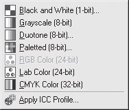 Подменю Bitmaps_Mode (Точечная графика_Цветовая модель)