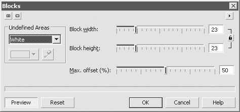 Диалоговое окно эффекта Blocks (Блоки)