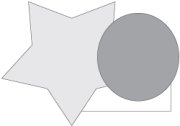 Прямоугольник помещен за звездой командой Behind (За объект)
