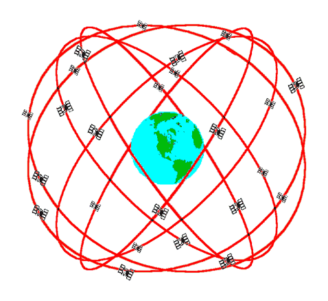 Схема расположения орбит искусственных спутников Земли, которые входят в систему GPS. Каждый рассчитан на 10 лет работы