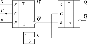 Схема двухступенчатого RS-триггера