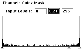 В результате сильного смещения гаммы в диалоге Levels применительно к маске пикселы по краям затемняются