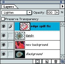 Копируем выделенные пикселы фонового изображения на новый слой и задаем режим наложения Lighten