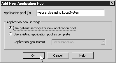 Диалоговое окно Add New Application Pool (Создание нового пула приложения)