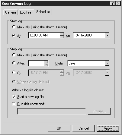 Вкладка Schedule (Расписание)