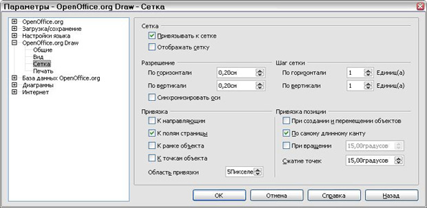 Выбор параметров сетки для Draw