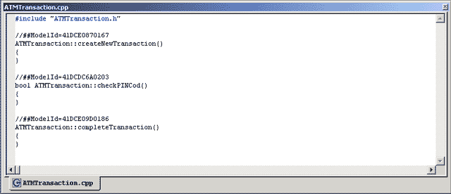  Вид встроенного текстового редактора с загруженным в него заголовочным файлом ATMTransaction.cpp