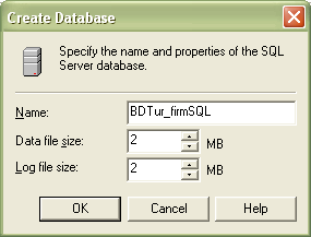  Создание новой базы данных BDTur_firmSQL