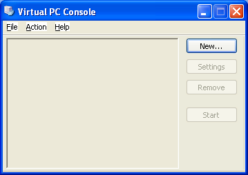 Управляющая консоль Virtual PC