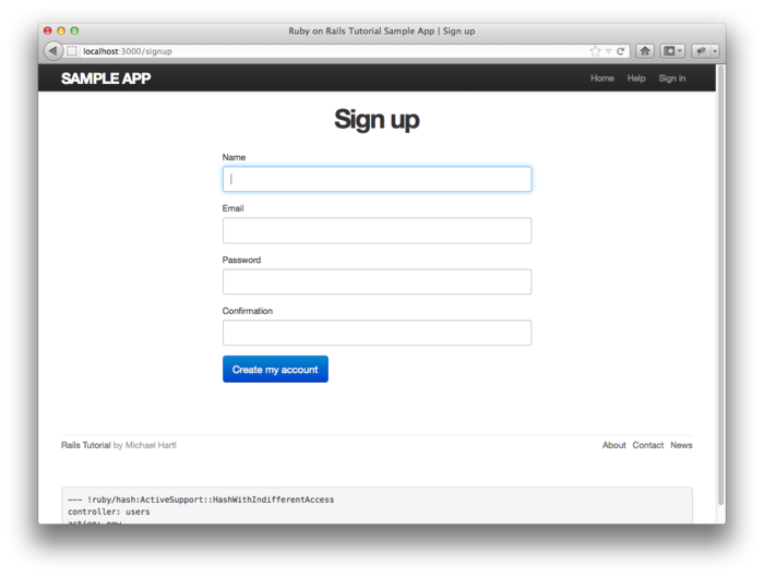 Форма регистрации новых пользователей /signup.