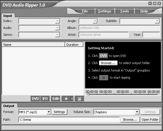 Главное окно DVD Audio Ripper