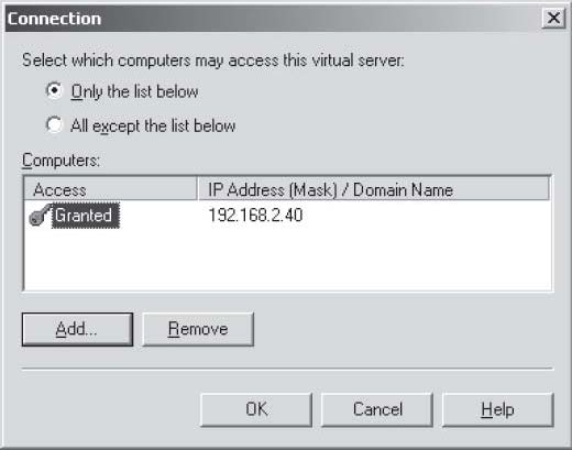 Настройка входящего IP-адреса на виртуальном сервере входящих сообщений внутреннего сервера Exchange