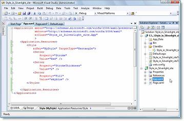 Задание стиля в файле "App.xaml".