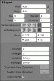 Редактор компоновки для сетки.