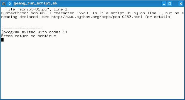 Сообщение интерпретатора об ошибке, связанной с отсутствием указания кодовой страницы