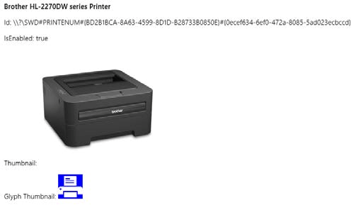 Вывод данных примером "Перечисление устройств" для принтера, который выглядит точно так же, как тот, что стоит у моего стола