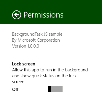 Параметр экрана блокировки на панели настройки Разрешений (Permissions) приложения, которому нужен подобный доступ
