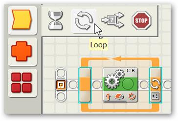 Блок Loop в меню Flow полной палитры и пример его использования