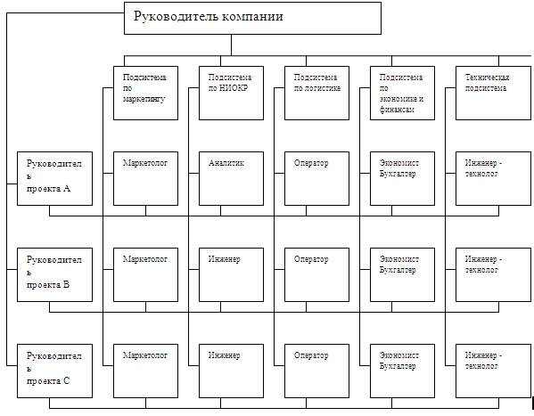 Укрупненная схема матричной структуры управления.