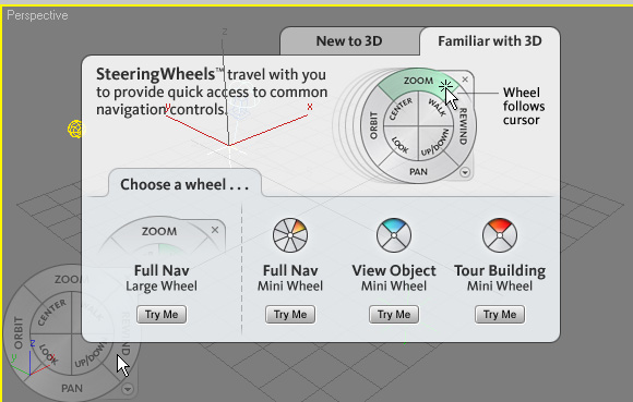 Выбор между колесами навигации можно делать при загрузке 3ds Max