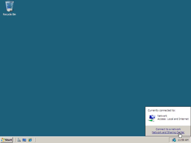 Выбор пункта Network: Переход к Network and Sharing Center