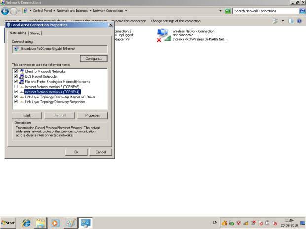 Окно для выбора свойств сетевого TCP/IP – соединения