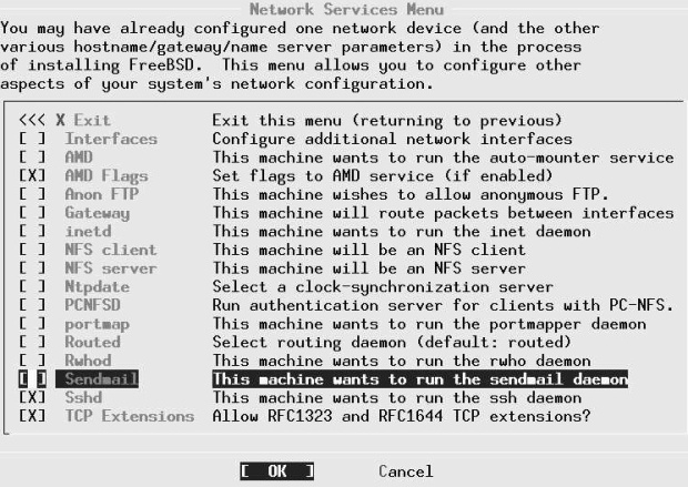  Network services menu