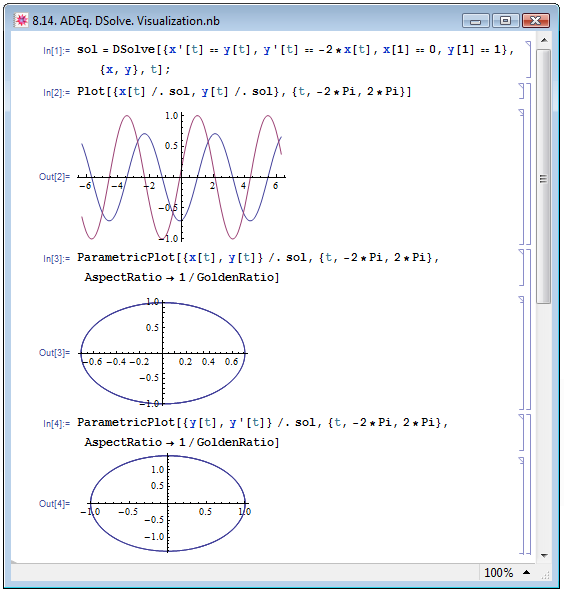 Визуализация решений ДУ и систем ДУ графическими средствами Mathematica
