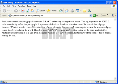 Абсолютное позиционирование содержимого под слоем текста страницы