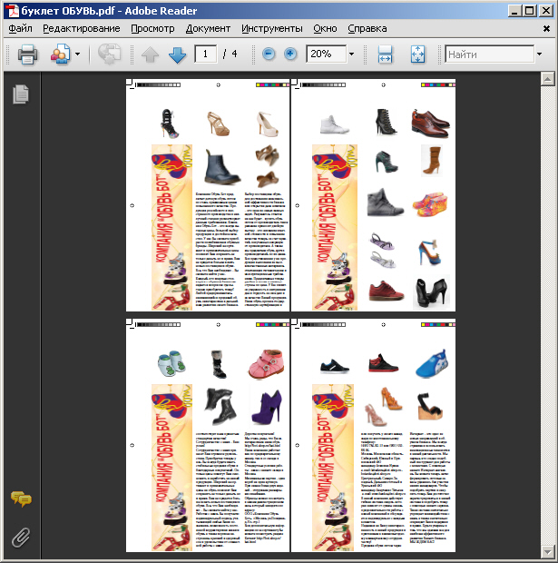 Вид буклета в Adobe Acrobat