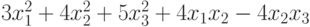 3x_{1}^{2}+4x_{2}^{2}+5x_{3}^{2}+4x_{1}x_{2}-4x_{2}x_{3}