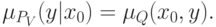 \mu _{P_V } (y|x_0 ) = \mu _Q (x_0 ,y).