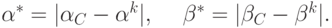 \(
\alpha ^ * = |\alpha _C - \alpha ^k |,\;\quad \beta ^ * = |\beta _C -
\beta ^k |.
\)\goodbreak