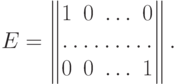 E=
\begin{Vmatrix}
1 & 0 & \dotsc & 0 \\
\hdotsfor{4} \\
0 & 0 & \dotsc & 1
\end{Vmatrix}.