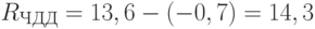  R_{ЧДД}=13,6-(-0,7)=14,3