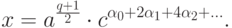 x={a}^{\frac{q+1}{2}} \cdot {c}^{{\alpha }_{0}+2{\alpha }_{1}+4{\alpha }_{2}+{\dots}}.