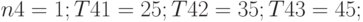 n4 = 1; T41 = 25; T42 = 35; T43 = 45;