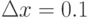 $\Delta x=0.1$