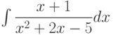 \int \dfrac{x+1}{x^2+2x-5} dx