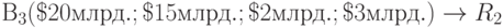 В_3( \textdollar 20 млрд.; \textdollar 15 млрд.; \textdollar 2 млрд.; \textdollar 3 млрд.) \to R_2