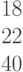 \begin{matrix}18\\22\\40\end{matrix}