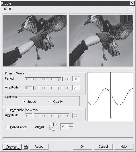 Добавление в окне настроек зоны просмотра исходного и измененного изображений