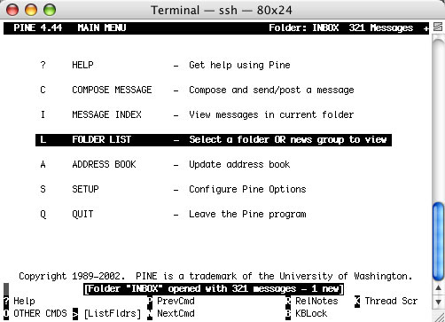 Программа pine для UNIX